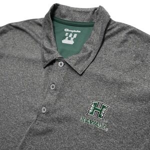 Champion Elite‎ Hawaii Warriors UH Golf Shirt Polo Mens 2XL Gray NCAA